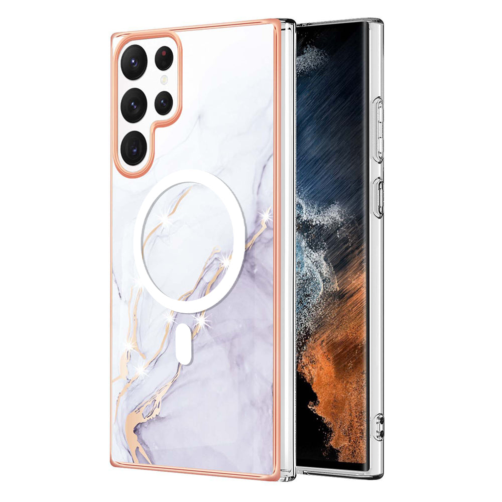 YB IMD Series-19 for Samsung Galaxy S22 Ultra 5G Magnetic Electroplated IMD Phone Case 2.0mm TPU Back Cover YB IMD Series-19 for Samsung Galaxy S22 Ultra 5G Magnetic Electroplated IMD Phone Case 2.0mm TPU Back Cover